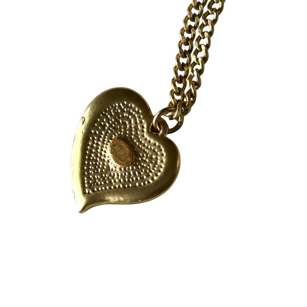 Genuine 18k Gold Plated Chanel Black Enamel Heart CC Logo Luxury - Picture 6 of 6